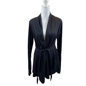New without Tags Velvet by Graham &‎ Spencer Black Belted Open Front Blouse Med